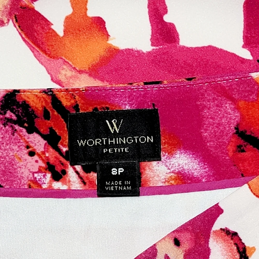 Y2K Worthington Floral Splash of Pink Stretch Pencil Skirt Women's (8P) - Picture 6 of 9